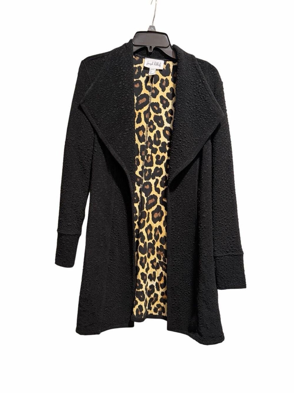 Joseph Ribkoff black textured long jacket 10 animal print